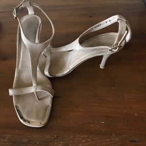 Donald J. Pliner Heel Distressed Silver Sandals