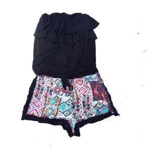 AE strapless shirt and cute comfy shorts