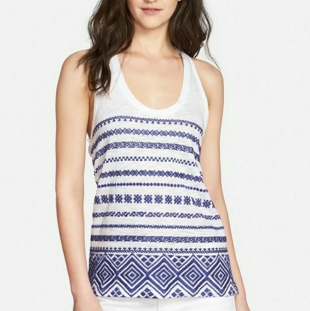 Sam Edelman Embroidered Racerback Linen Tank