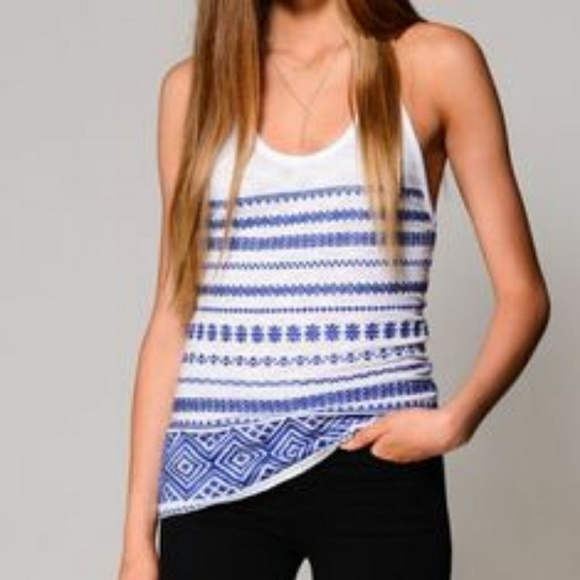 Sam Edelman Embroidered Racerback Linen Tank - Picture 2 of 6