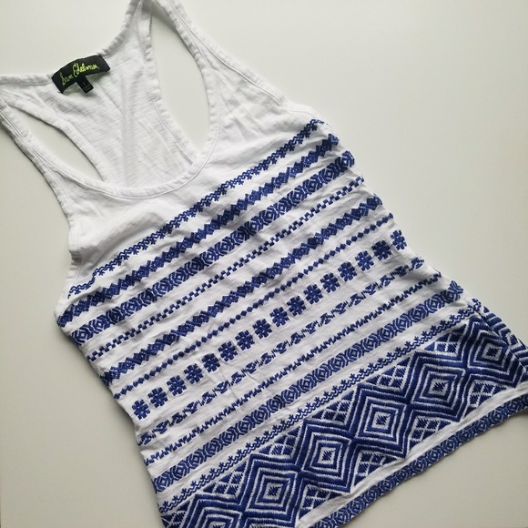 Sam Edelman Embroidered Racerback Linen Tank - Picture 3 of 6