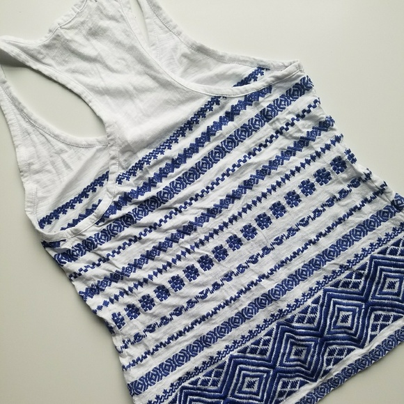 Sam Edelman Embroidered Racerback Linen Tank - Picture 4 of 6