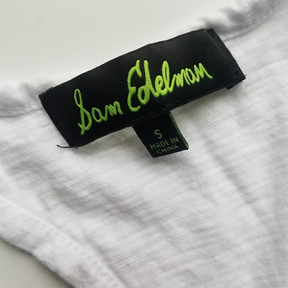 Sam Edelman Embroidered Racerback Linen Tank - Picture 6 of 6