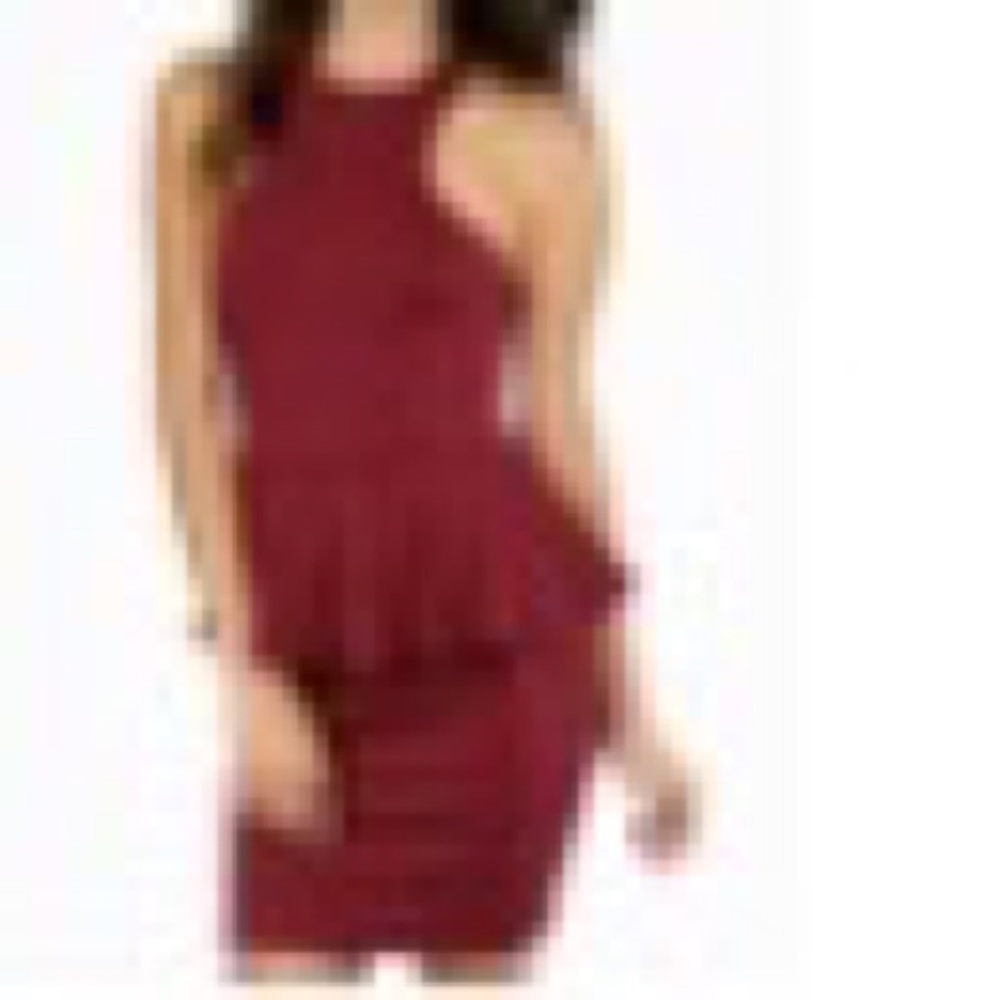 Tobi red XS peplum high neck mini dress