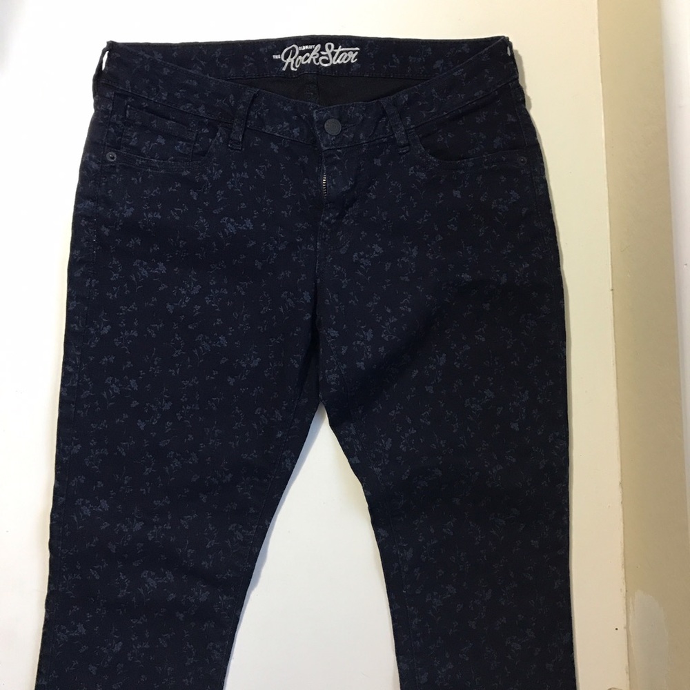 Floral Print Blue Skinny Jeans NWOT