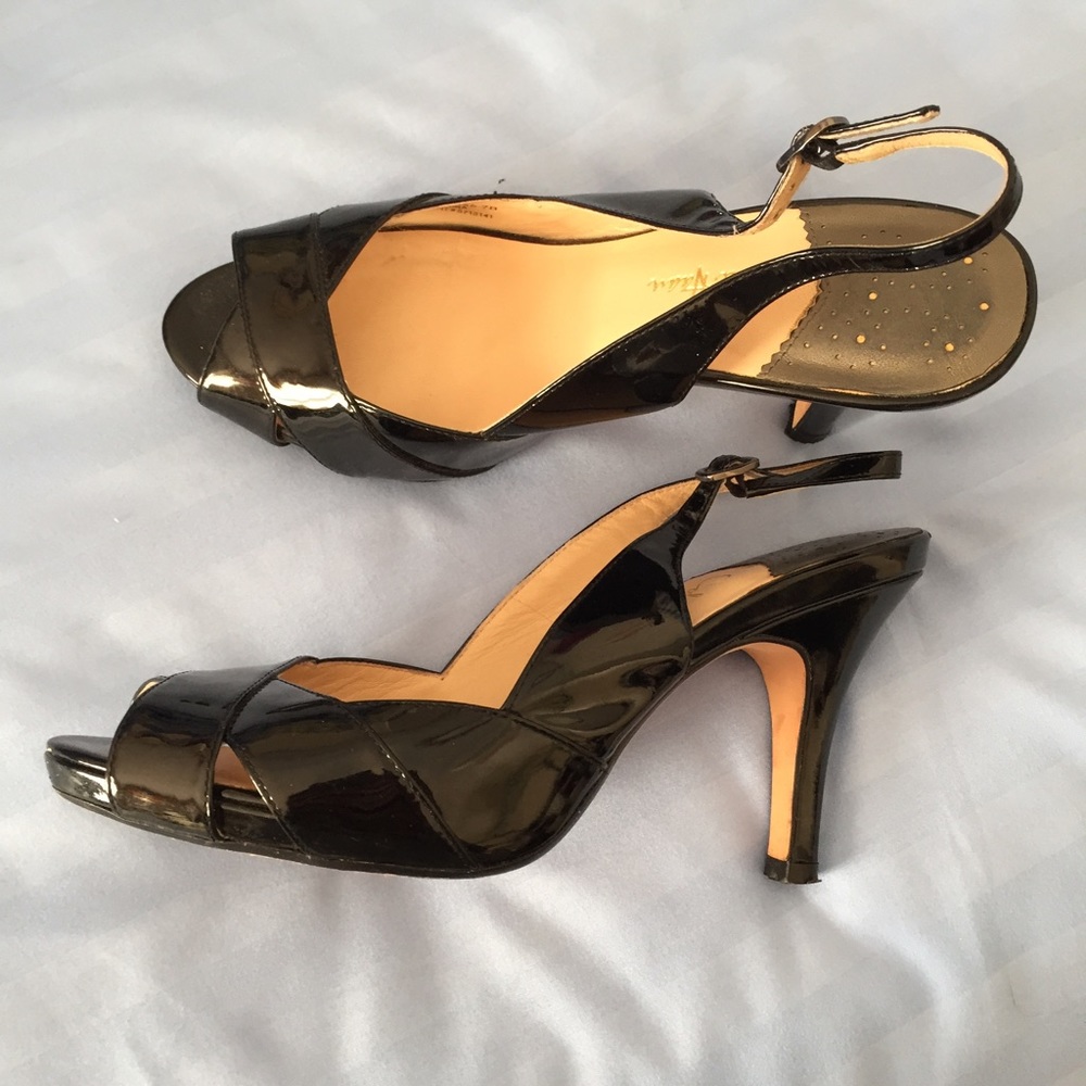 Cole Haan Peep Toe Patent Leather Pumps