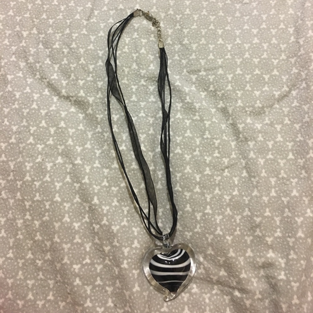 Black and White Heart Necklace
