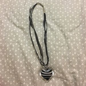 Black and White Heart Necklace