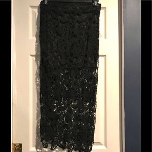 Long black crochet dress w/ zipper on side