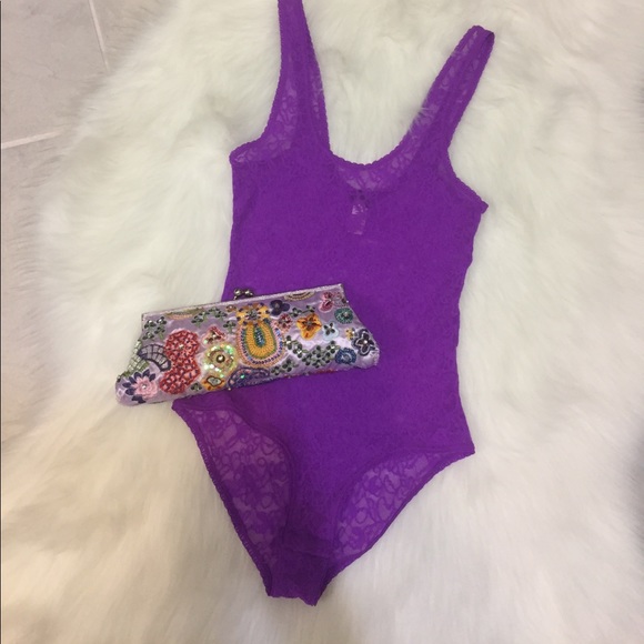 Purple Lace Bodysuit, size XS - Picture 3 of 5