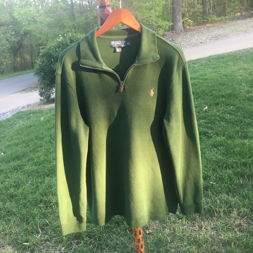 🎉{POLO} green 3/4 zip sweater