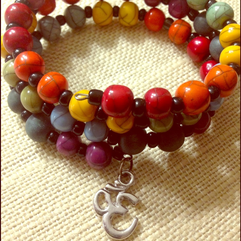 Chakras bead bracelet with OM charm