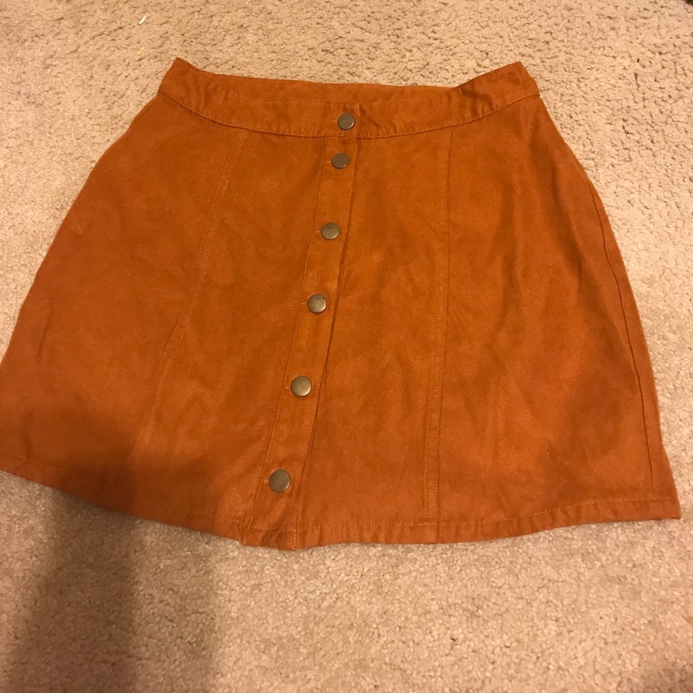 Button down suede skirt