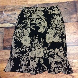 Old Navy Black & Tan Floral Stretch Skirt