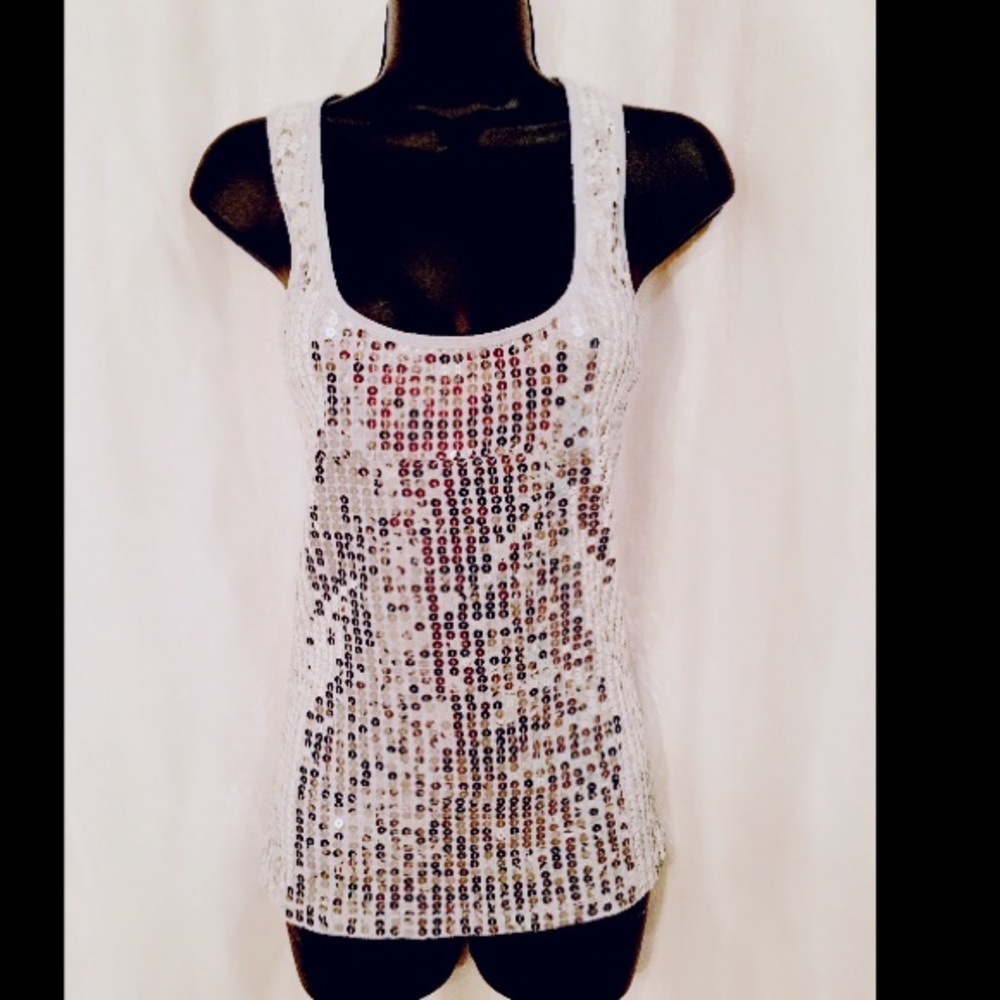Sequin Top~Silver~💋~Size Large~ Instant Romance
