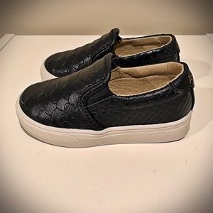 AKID Liv Black Leather Slip On Sneakers Toddler