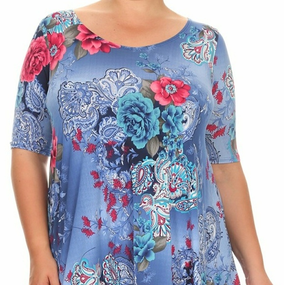 Miss M Tops - 2/$25 Plus Size Floral Paisley Shirt Top Blouse