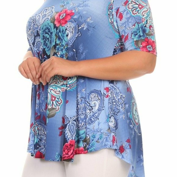 2/$25 Plus Size Floral Paisley Shirt Top Blouse - Picture 2 of 4