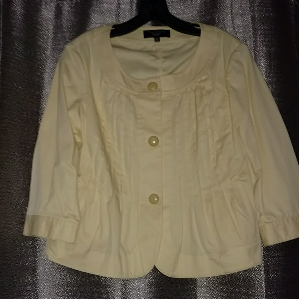 Buttercream Buttoned Down Boat Neck Cropped Jacket