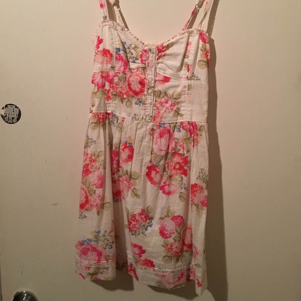 Short white floral summer dress
