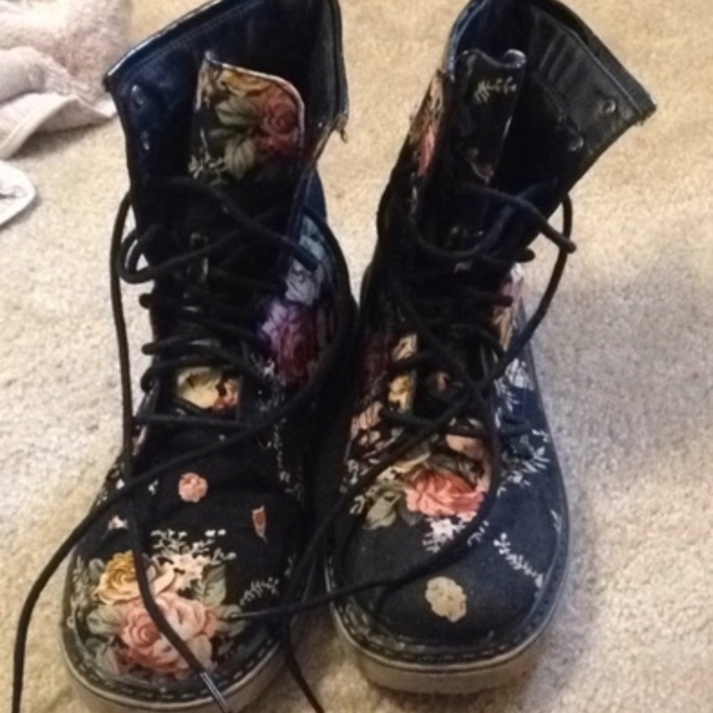 Floral Combat Boots