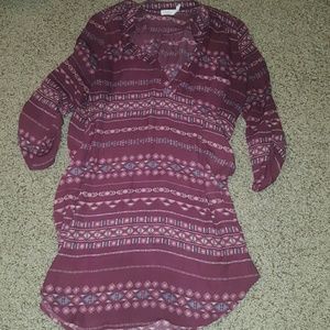 Lush flowy burgundy patterned tunic