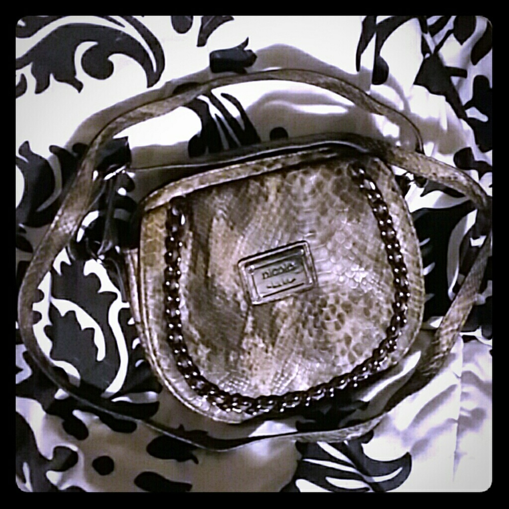 Grey Snakeskin Crossbody Purse