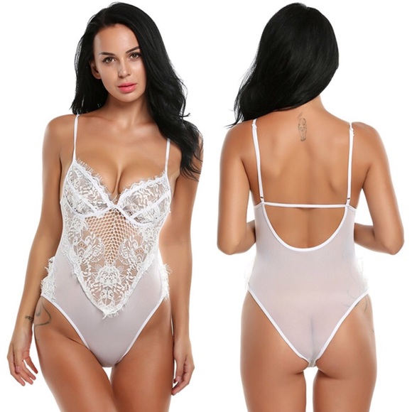 White lacie Kardashian teddy bodysuit lingerie - Picture 8 of 8