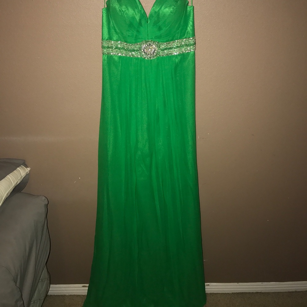 Empire waist green prom dress
