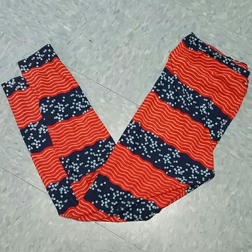 Bright orange and blue leggings