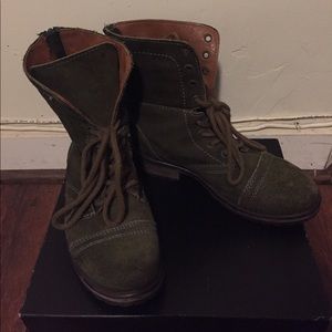 Steve Madden Green Suede Combat Boots
