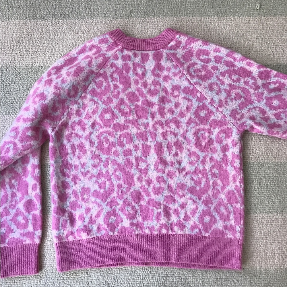 Topshop pink leopard print sweater Sz 6 - Picture 3 of 4
