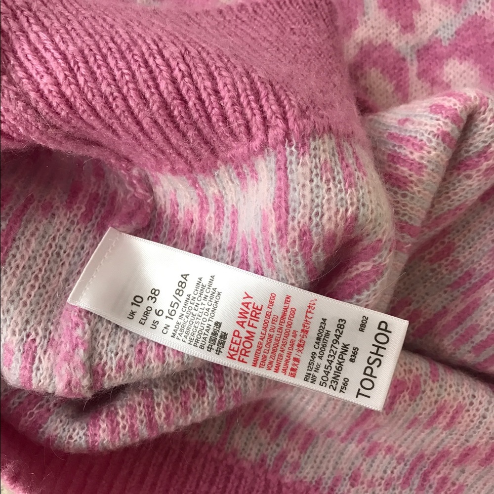 Topshop pink leopard print sweater Sz 6 - Picture 4 of 4