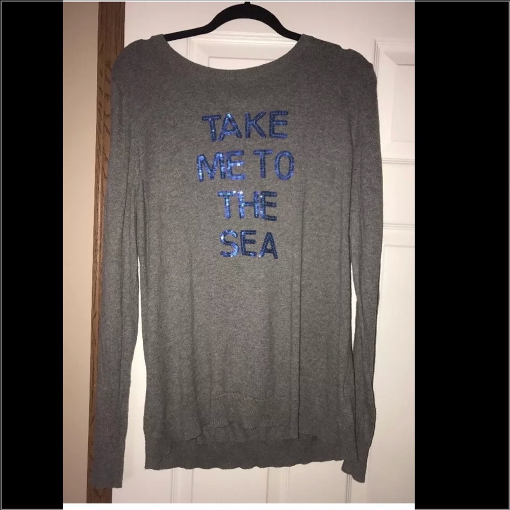 TAKE ME TO THE SEA SEQUIN CREW NECK SWEATER XL