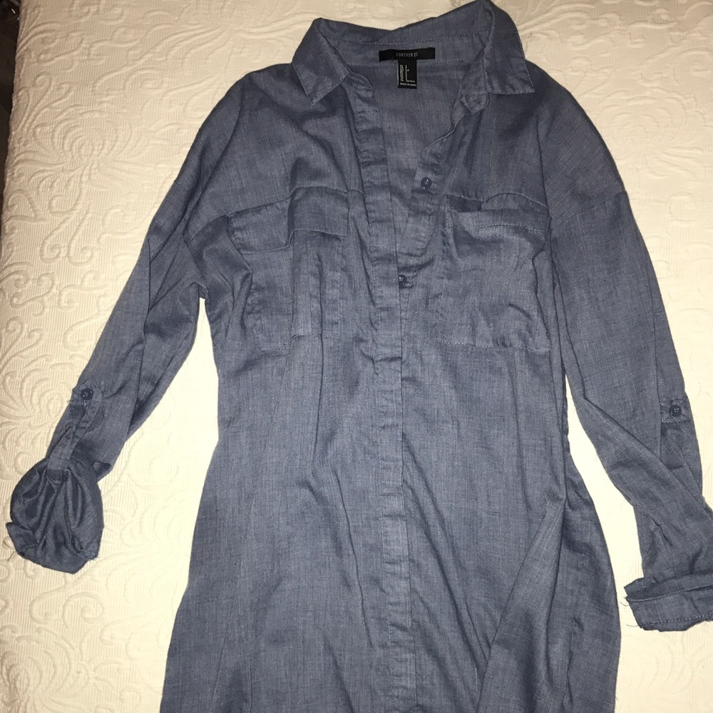 Denim button up dress!