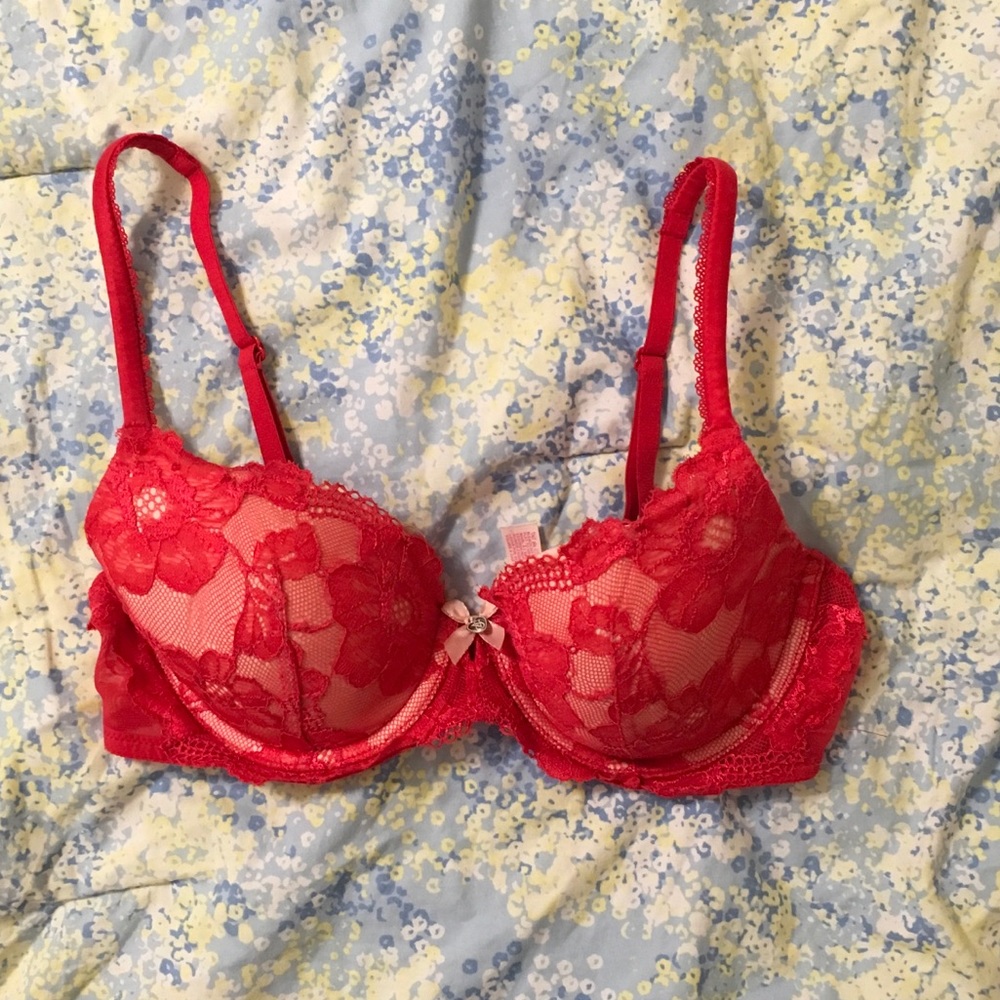 Victoria's Secret red lace Demi bra
