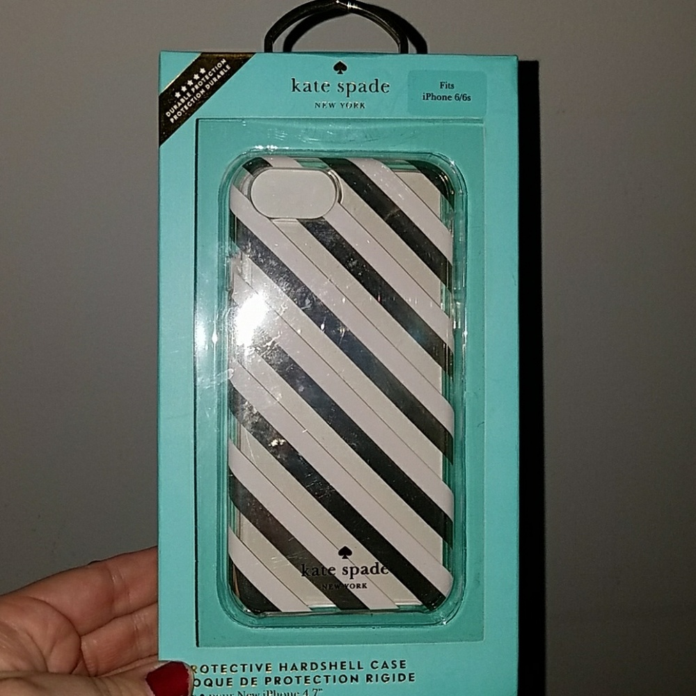 KATE SPADE IPHONE 6 CASE GOLD AND LIGHT PINK STRIP