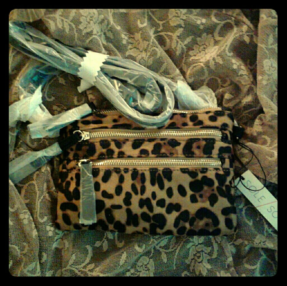 Sole Society Leopard Print Crossbody/Clutch