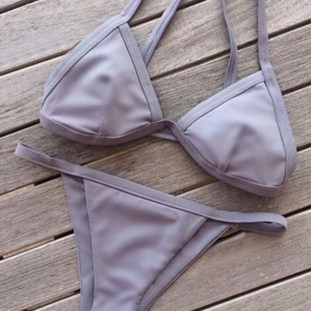 Grey Triangle Bikini Top and Bottom