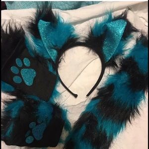 Turquoise Blue Sparkly Cat Costume Accessories