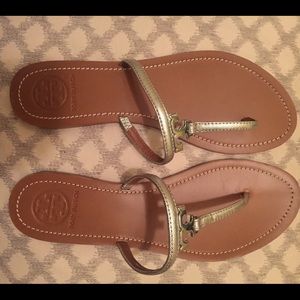 Tory Burch T Logo Metallic Thing Sandal