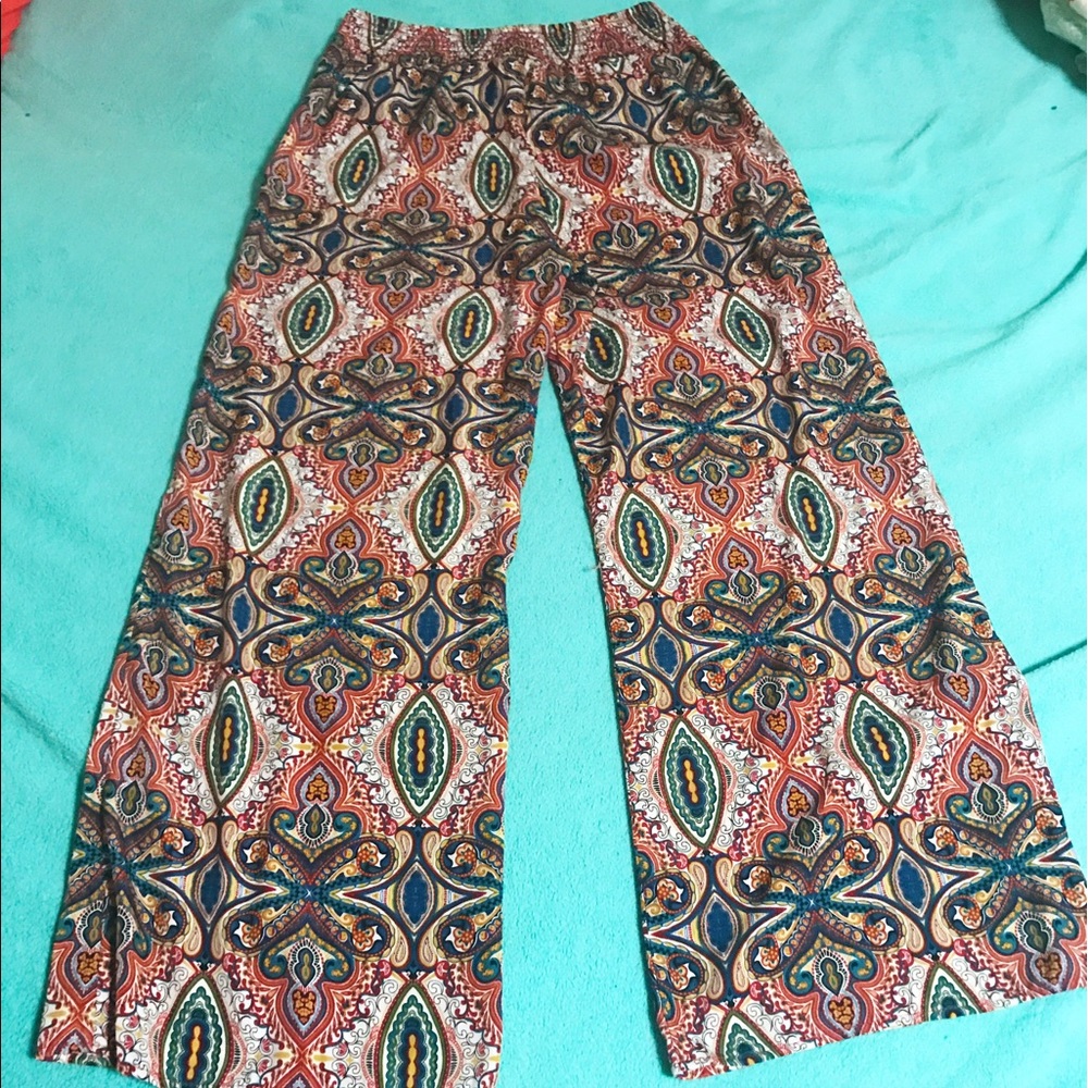 Funky 70s Vintage Silk Wide Leg Pants