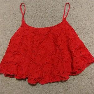 Red Crochet Crop Top