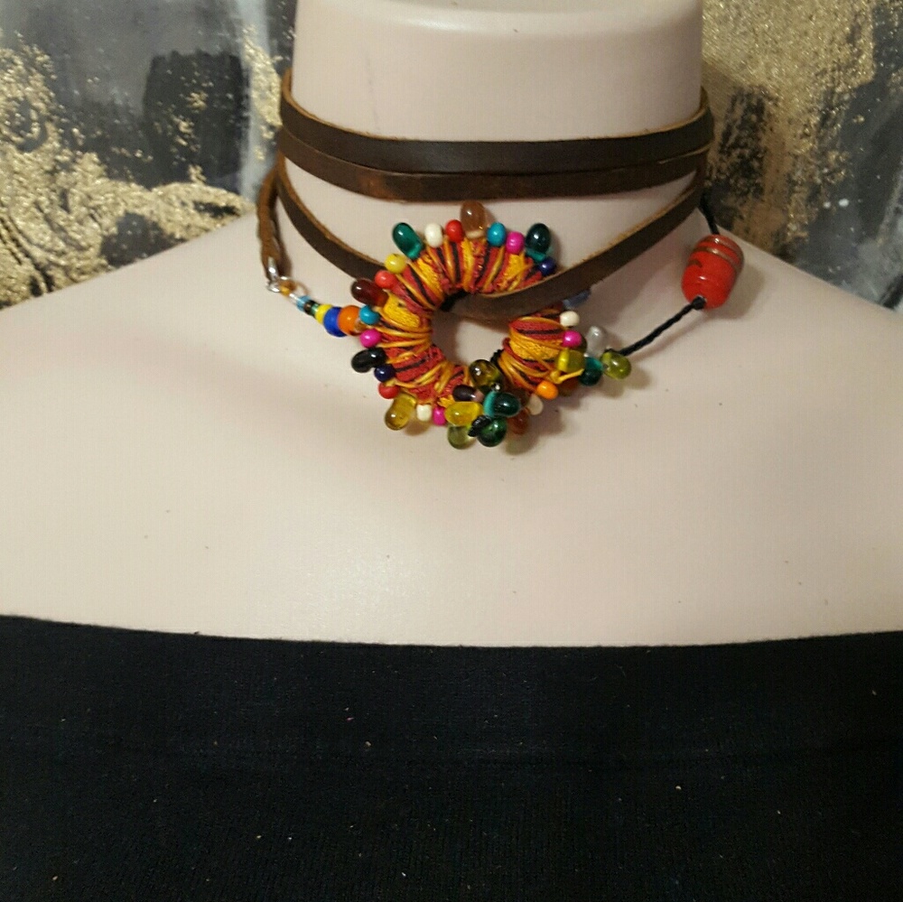 🚫🚫SOLD🚫🚫NEW HAND MADE LEATHER WRAP CHOKER