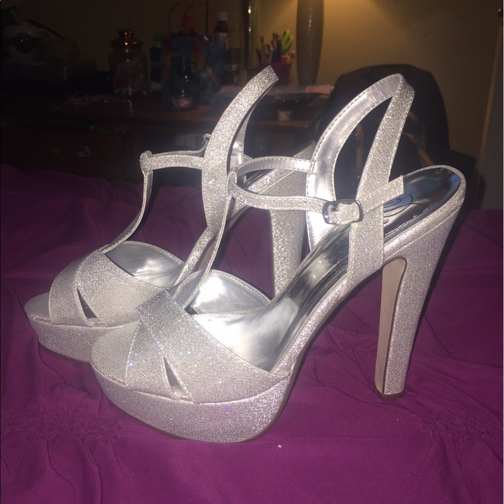Silver Glitter High Heels