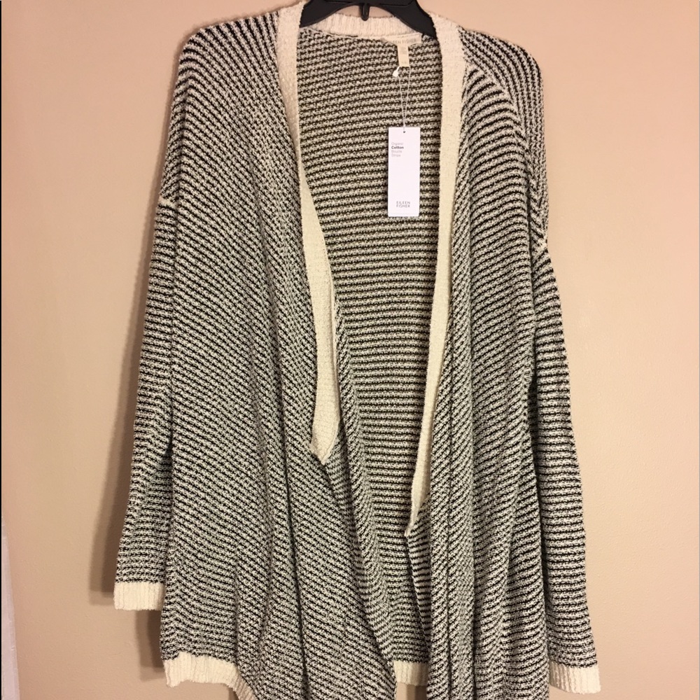 Eileen fisher organic cotton long Cardigan sweater