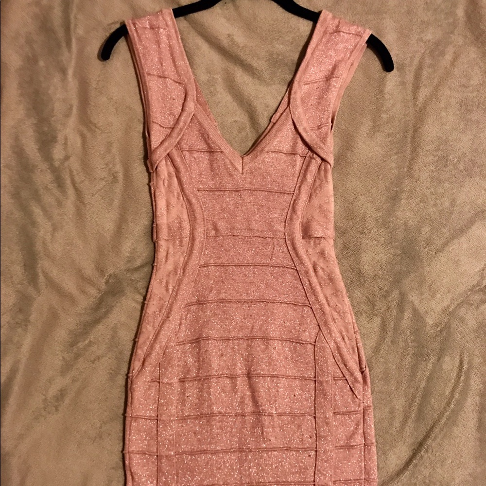 Bebe Light Pink Bandage Mini Dress