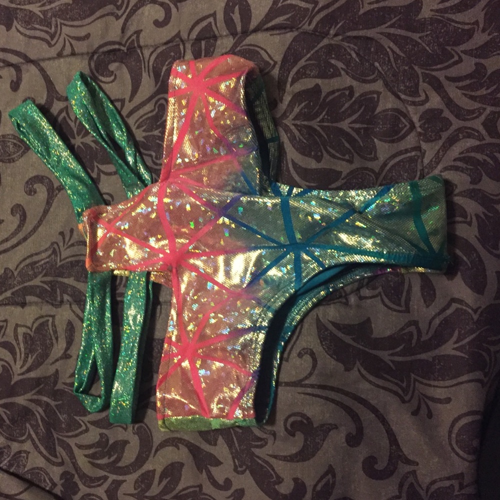 High waist hologram rave booty shorts / bottoms