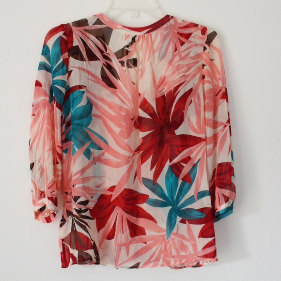 Joie Leaf Print Silk Top XS - Picture 3 of 8