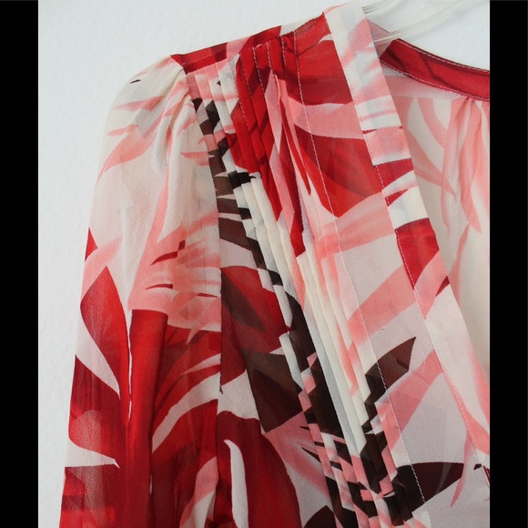 Joie Leaf Print Silk Top XS - Picture 4 of 8